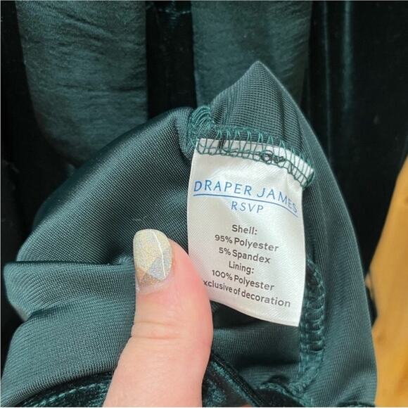 Draper James Green Velvet Bow Back Long Sleeve Dress L - Picture 7 of 12